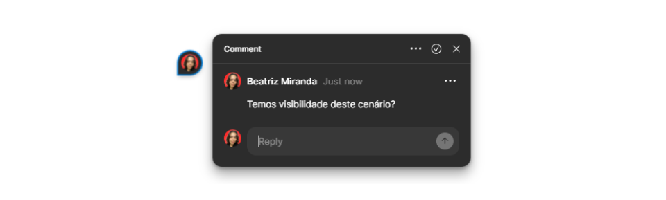 Comentário feito com o recurso nativo do Figma